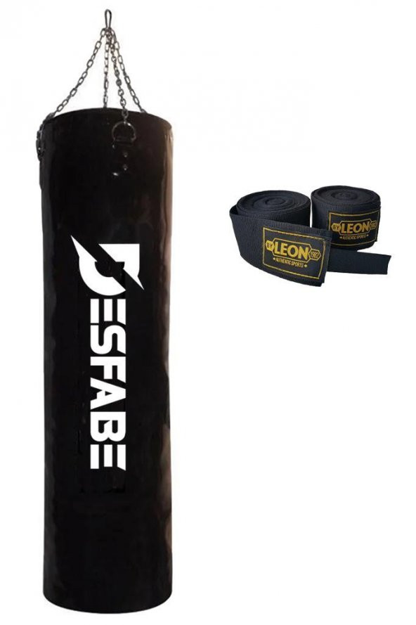 Desfabe Boxing Star 120x32 Cm Zincirli Boks Kum Torbası Siyah+El Sargı Bandajı