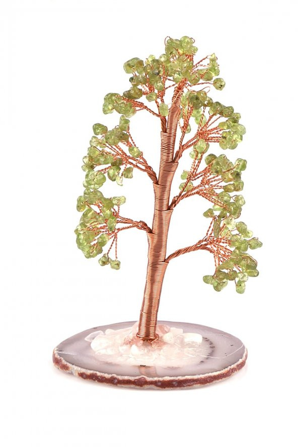 Akik - Zebercet Doğal Taş Tel Sarmalı Tasarım Ağaç