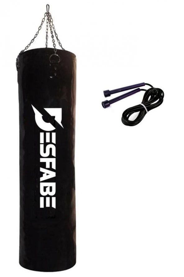 Desfabe Boxing Star 120x32 Cm Zincirli Boks Kum Torbası Siyah+Atlama İpi
