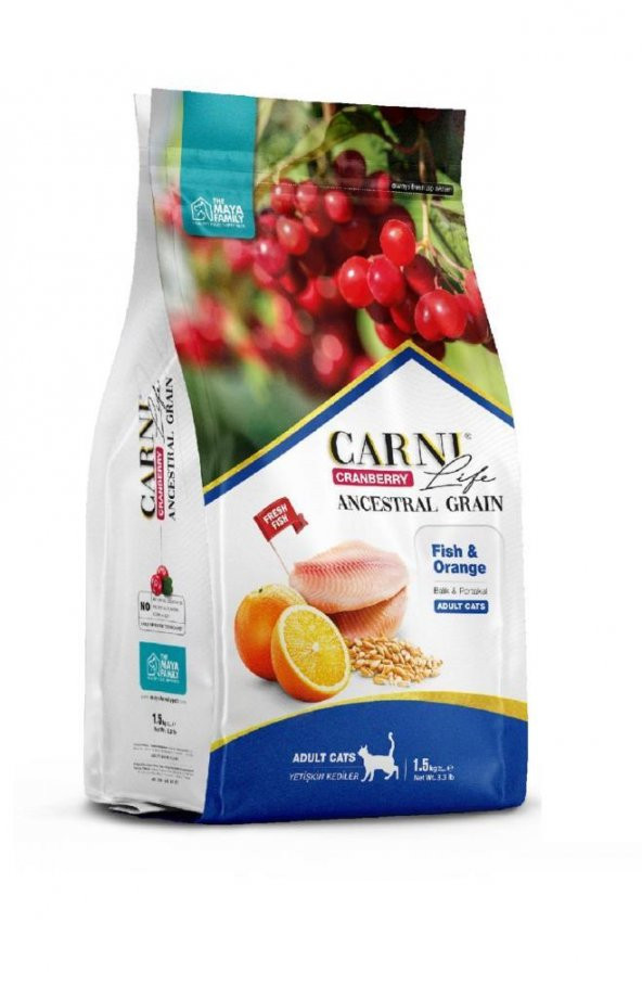 Carni Life Kızılcık Balık Etli Ve Portakallı Yetişkin Kedi Maması 1.5 Kg