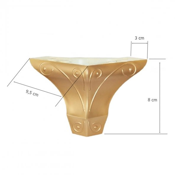 Lükens Mini Dekoratif Desenli Puf Mobilya Ayağı 8 cm Altın - 2