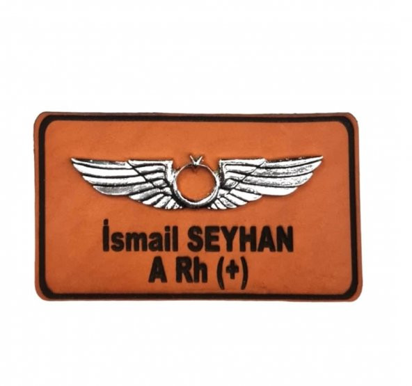 Deri Metal Rozetli Pilot İsimliği Tulum İsimlik - Deri İsimlik - Pilot İsimlik - 1