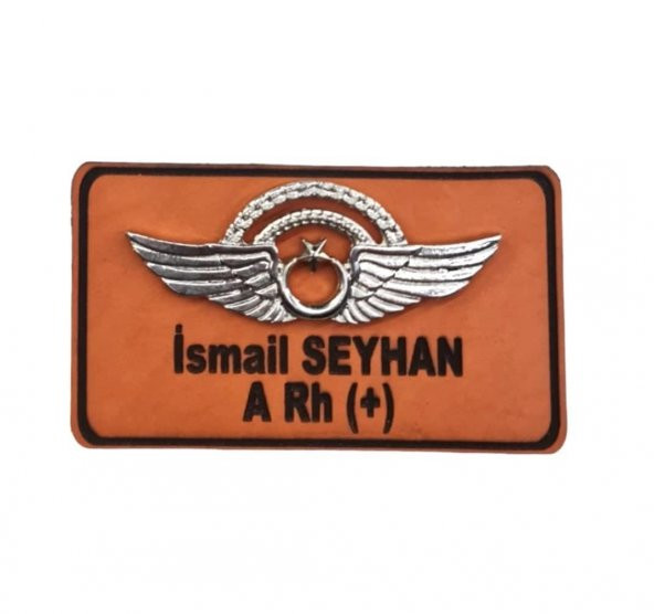 Deri Metal Rozetli Kıdemli Pilot İsimliği Tulum İsimlik - Deri İsimlik - Pilot İsimlik - 1