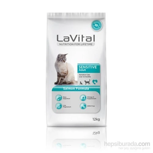 Lavital Sensitive Somonlu Yetişkin Kedi Maması 12 Kg