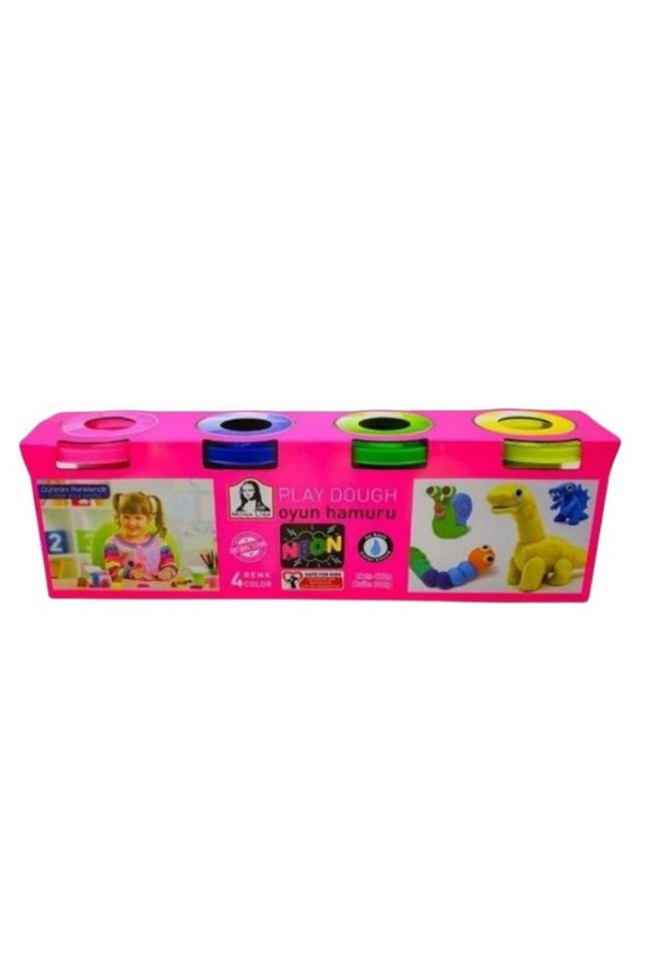 Oyun Hamuru 4 Lü Neon Renk Su Bazlı Play Dough 480 Gr1 Paket Mona Lisa Oyun Hamuru - 2