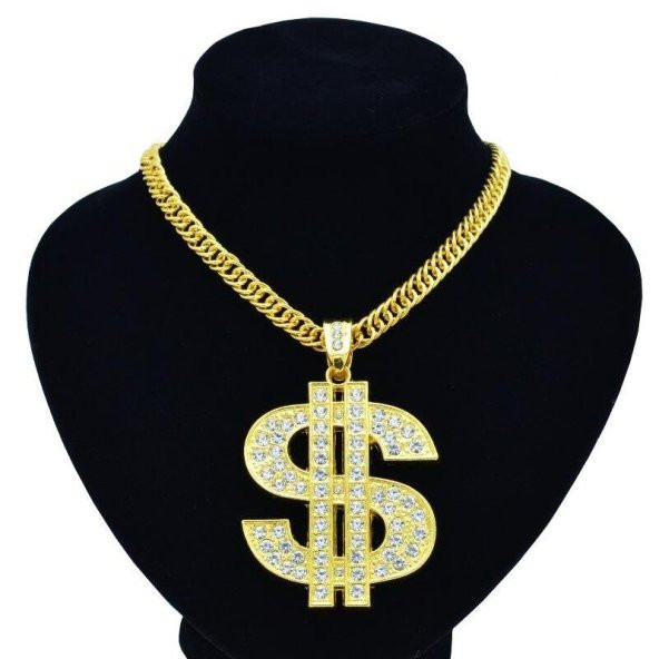 Thug Life Hip Hop Rap Gangster Büyük Dolar Kolye Zinciri - 2