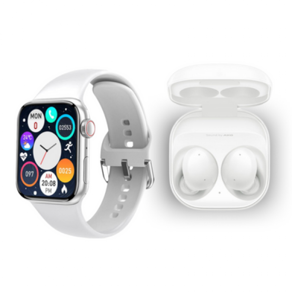 Watch 7 Dt200 Pro Akıllı Saat Gri ve Galaxy Buds Pro Beyaz Bluetooth Kulaklık - Resim 2