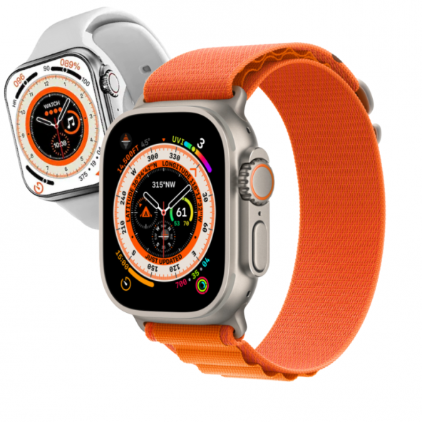 GS8 Watch 8 Ultra Akıllı Saat Turuncu ve Beyaz Renk Kordon - 9