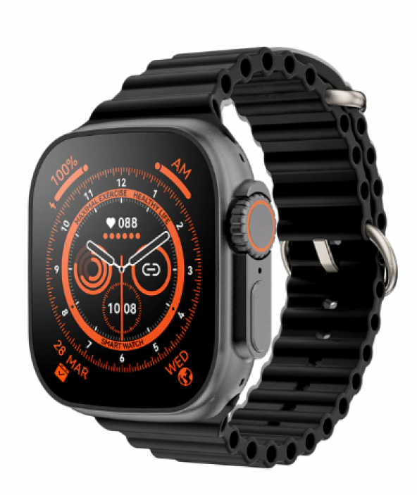 GS8 Watch 8 Ultra Akıllı Saat Siyah ve Beyaz Renk Kordon - Resim 3