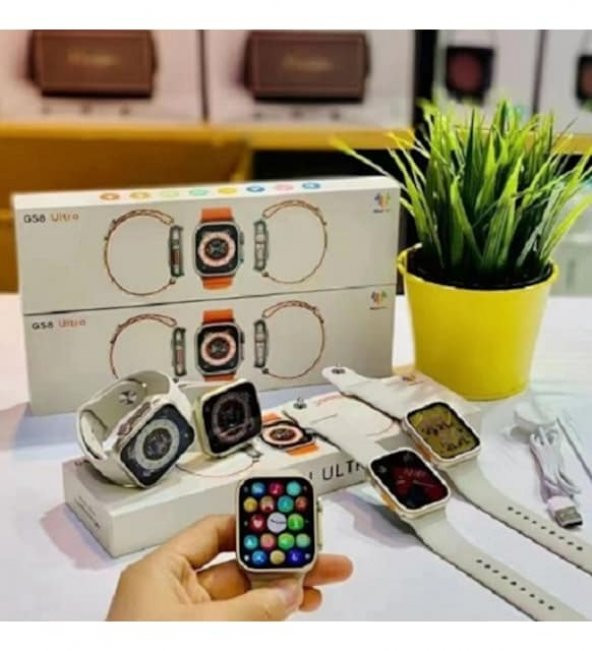 GS8 Watch 8 Ultra Akıllı Saat Siyah ve Beyaz Renk Kordon - Resim 6