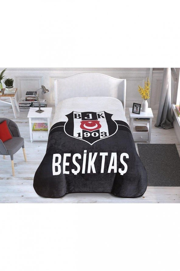 Taç Lisanslı Beşiktaş 1903 Logo Tek Kişilik Battaniye