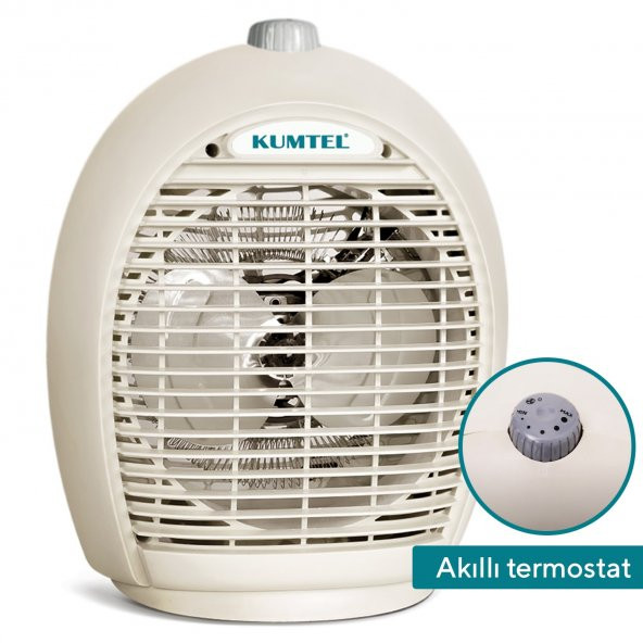 KUMTEL Fanlı Isıtıcı Termostatlı 2000 W LX-6331 Bej