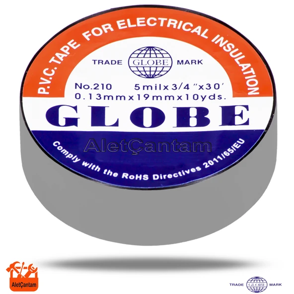 Globe Elektrik Bandı İzole Bant 1 Adet- Gri