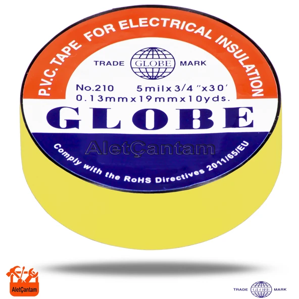 Globe Elektrik Bandı İzole Bant 1 Adet- Sarı