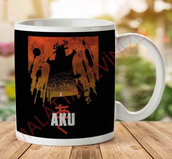 Akaiju Samurai Jack Aku İki Tarafı Baskılı Kupa Bardak