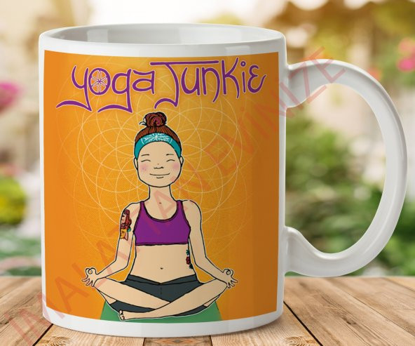 YOGA YAPAN KADIN İki Tarafı Baskılı Kupa Bardak - 1