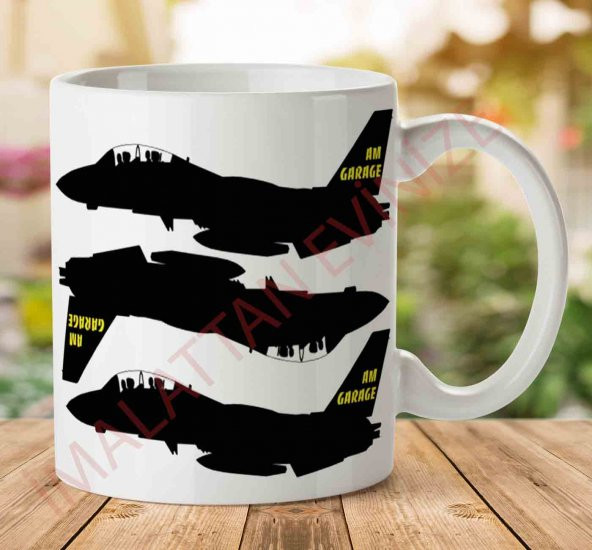 F14 Uçak İki Tarafı Baskılı Kupa Bardak - 1