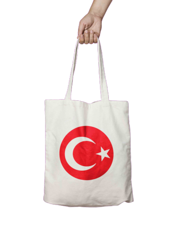 Bayrak İki Tarafı Baskılı Bez Çanta Omuz Çantası