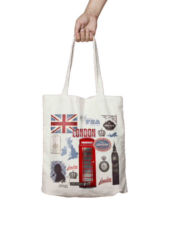 İngiltere Bayrak Telefon Kulübesi Sherlock Holmes İki Tarafı Baskılı Bez Çanta Omuz Çantası