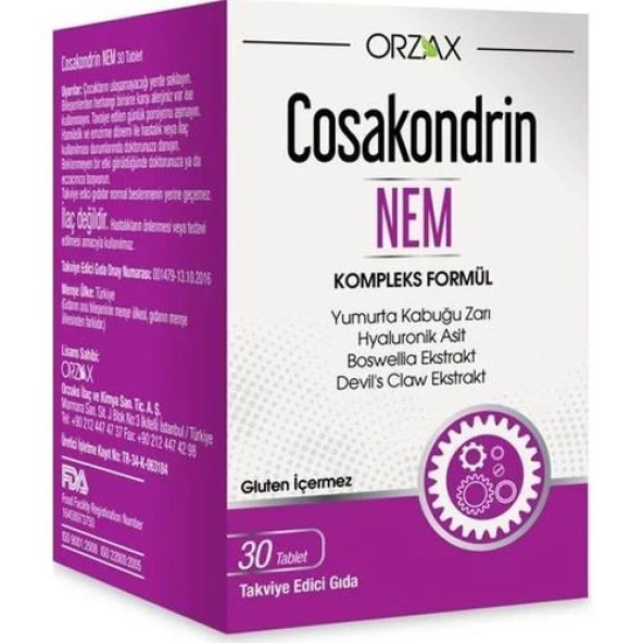 Orzax Cosakondrin Nem 30 Tablet 8697595871560