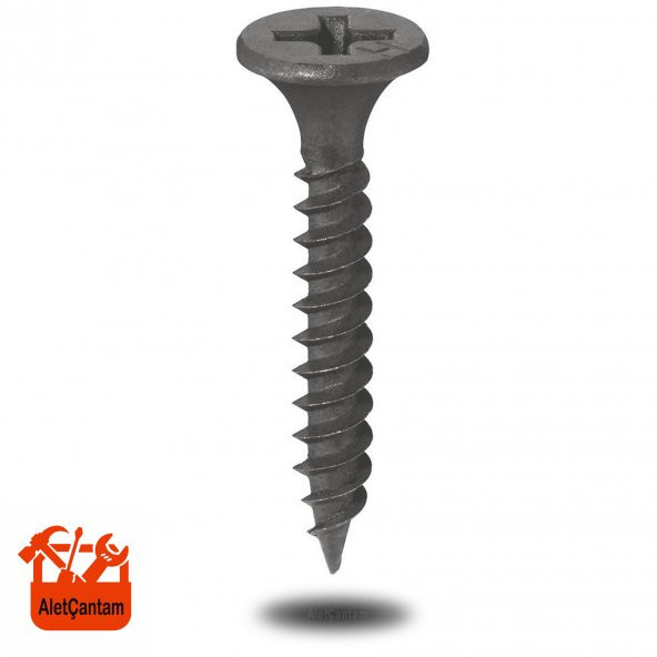 Sivriuçlu Alçıpan Vidası Borazan Siyah Vida 3.5 x 25 MM 100 Adet ürün görseli 1