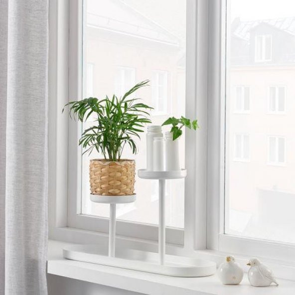 Metal Çiçeklik-Saksılık Beyaz Renk MeridyenDukkan 24 cm İç Mekana Uygun - 2