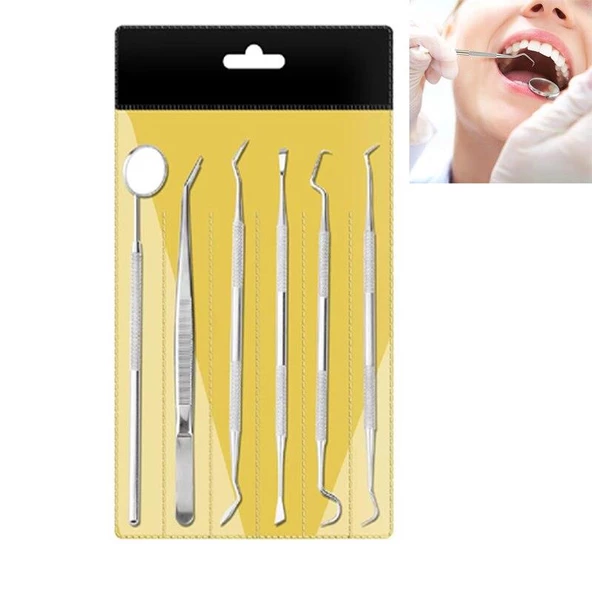 Valkyrie 5 Parça Paslanmaz Çelik Diş Temizleme Ağız Bakımı 5 Li Set Ayna Orak Skaler Spatula Cımbız Seti - 4