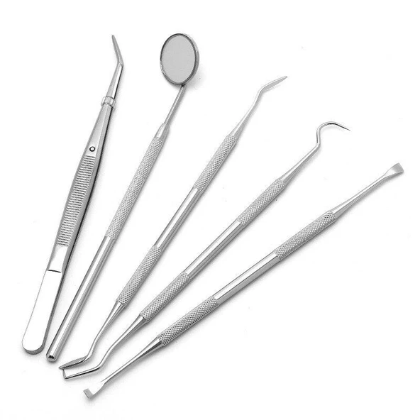 Valkyrie 5 Parça Paslanmaz Çelik Diş Temizleme Ağız Bakımı 5 Li Set Ayna Orak Skaler Spatula Cımbız Seti - 7