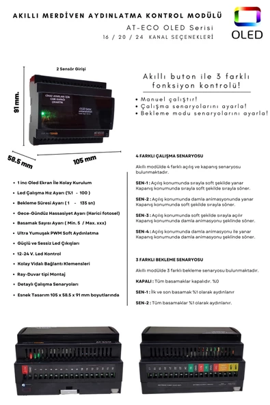 Akıllı Merdiven At-Eco Oled Serisi Akıllı Modül + 2 Adet Lazer Sensör (Profesyonel Lazer Sensör) - 2