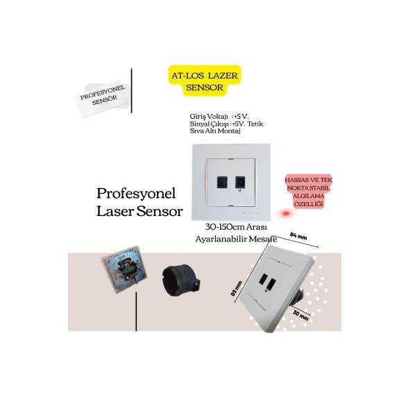 AT-Eco Akıllı Merdiven Aydınlatma Basamak Kontrol Modülü+1 LAZER+1 PIR Sensör Kit (Analog Modül) - 5