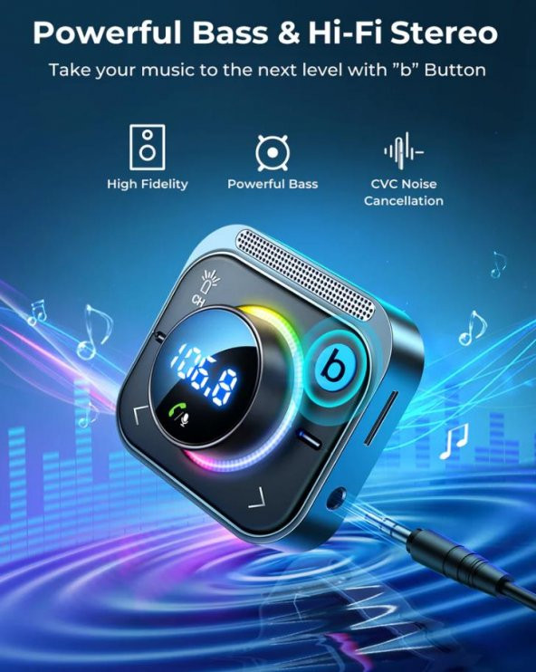 Joyroom Çoklu Araç şarj Wireless FM Transmitter - 6