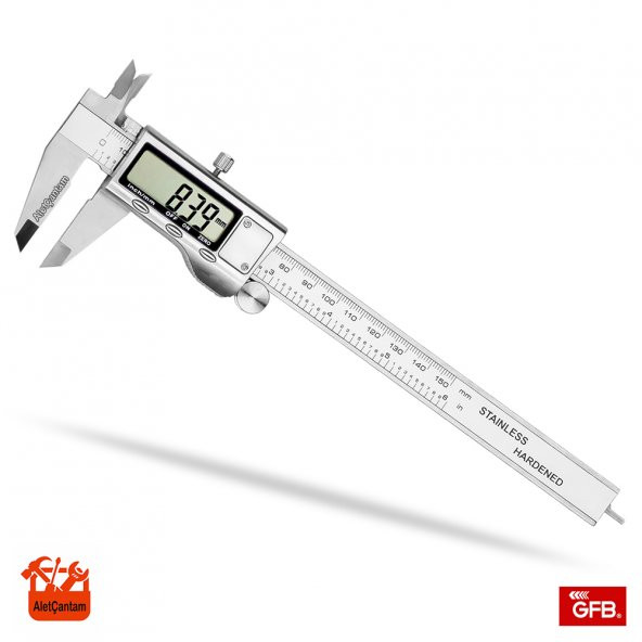 GFB DİJİTAL KUMPAS PASLANMAZ ÇELİK GÖVDE 150MM PLASTİK KUTUSUNDA - 3