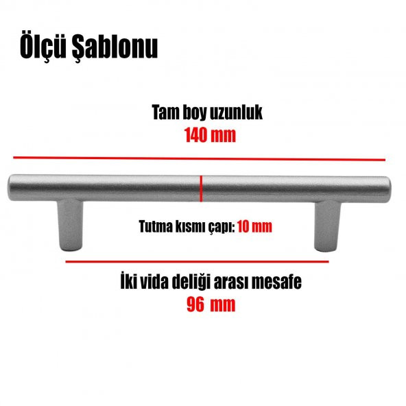 Çekmece Dolap Kapak Kulpu Kulbu 96 mm Mat Krom Metal Kulp - 3