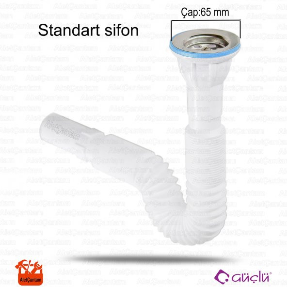 Güçlü Körüklü Sifon İnox Paslanmaz Çelik Süzgeç ve Civata 65Lik Standart Sifon - 2