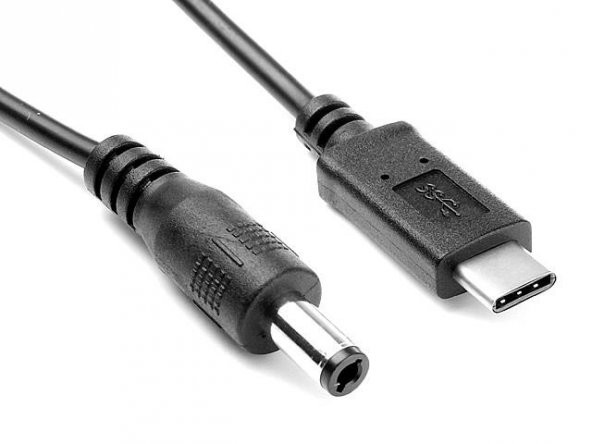 DC 5.5x2.5 mm Erkek - USB Type-C Erkek Kablo - 20 cm - 2