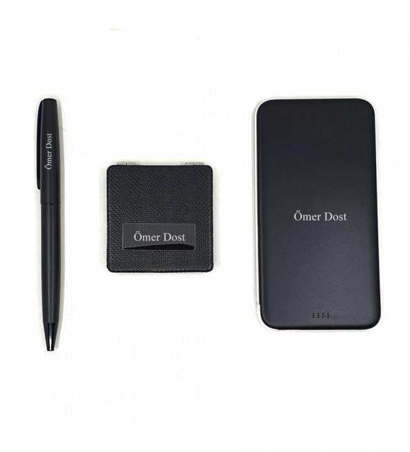 Kişiye Özel Öğretmenler Günü Hediyelik Set 5000 mAh Powerbank, Metal Tükenmez Kalem, Derili Ayna - 6