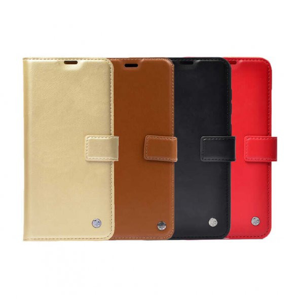 KNY General Mobile GM22 Plus Kılıf Cüzdanlı Kapaklı Standlı Suni Deri Delux Kılıf Kırmızı - 2