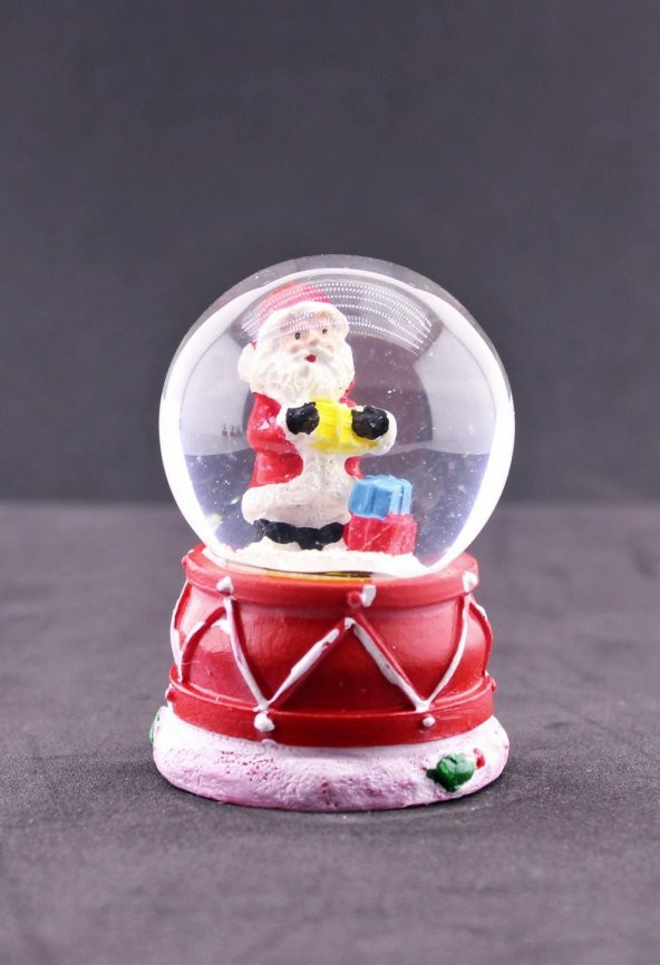 Noel Baba ve Hediye Paketi Temalı Mini Boy Işıklı  Yılbaşı Kar Küresi 6.5 cm1A - 2