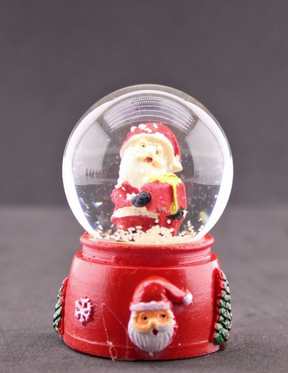 Noel Baba ve Hediye Paketi Temalı Mini Boy Işıklı  Yılbaşı Kar Küresi 6.5 cm1A - 3