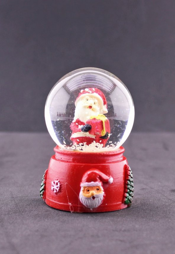 Noel Baba ve Hediye Paketi Temalı Mini Boy Işıklı  Yılbaşı Kar Küresi 6.5 cm1A - 4