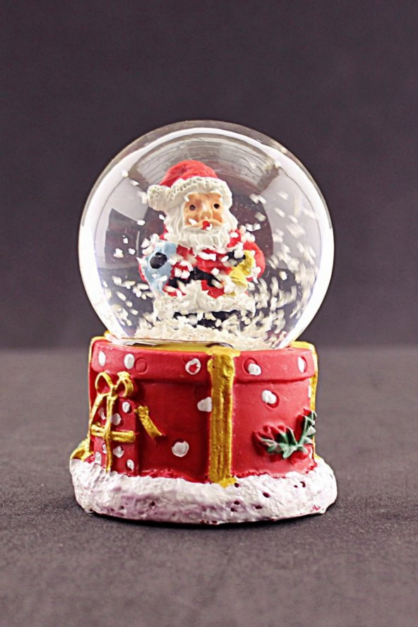 Yılbaşı Hediyesi 2023 Temalı  Noel Baba Mini Boy Işıklı Kar Küresi 6,5 cm 1A - 2