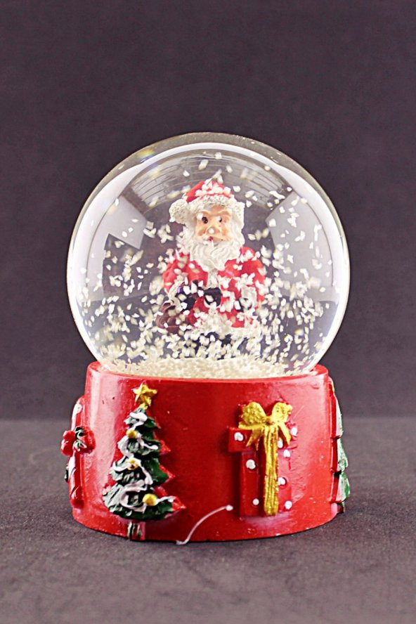 Yılbaşı Süsü Noel Baba Merry Christmas Tasarımlı 9 cm Orta Boy Işıklı Kar Küresi  1B - 2