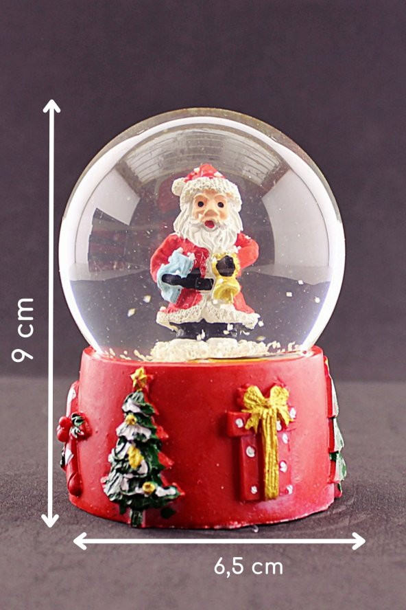 Yeni Yıl 2023 Noel Baba Tasarımlı 9 cm Orta Boy Işıklı Kar Küresi 2B