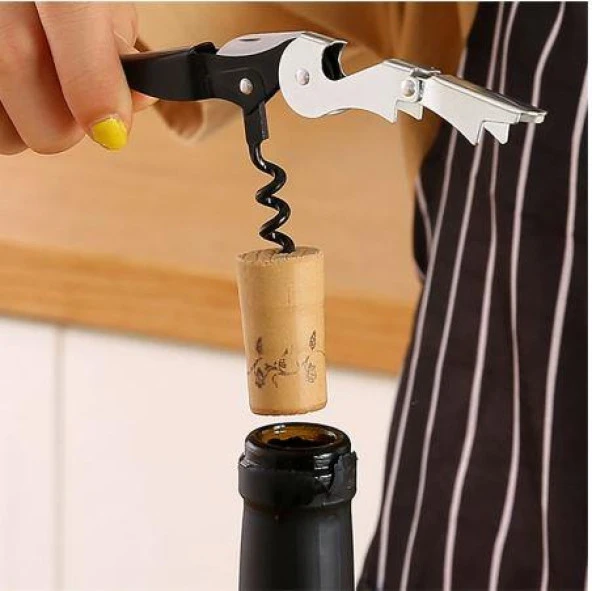 Nakres Paslanmaz Çelik Metal Tirbüşon Şişe Kapak Açıcı Çok Fonksiyonlu Profesyonel Şişe Kapak Açıcı - Resim 4