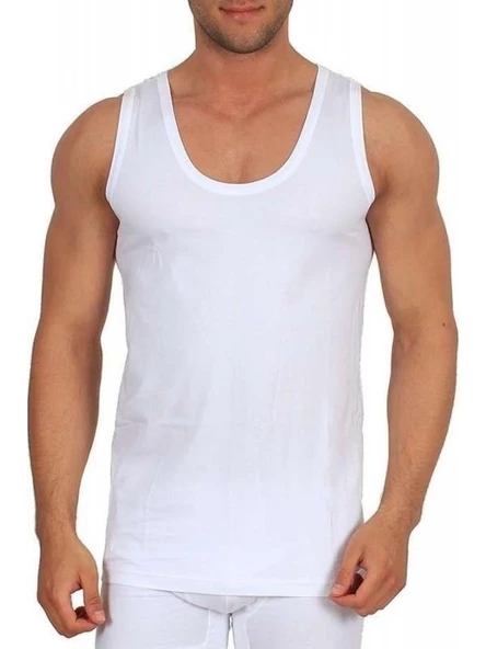 6 Lı Tutku Paket Pamuklu Penye Beyaz Erkek Atlet 0101 - 3