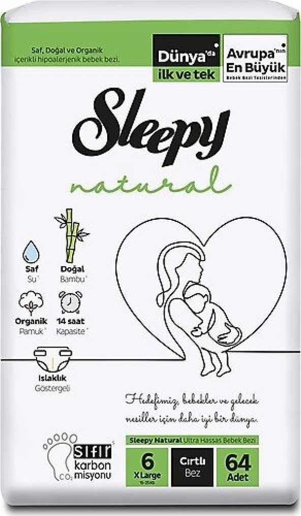 Sleepy Natural Bebek Bezi 6 Numara xLarge 64'lü
