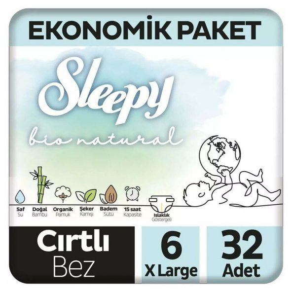 Sleepy Bio Natural Bebek Bezi Jumbo No: 6 xLarge 32'li