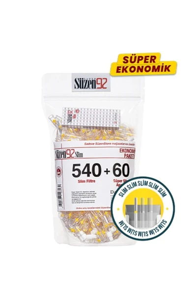 Süzen92 Slim Süper Ekonomik Paket 540 Adet Sigara Filtresi + Adaptör 60 Adet + Taşıma Kutusu 2 Adet