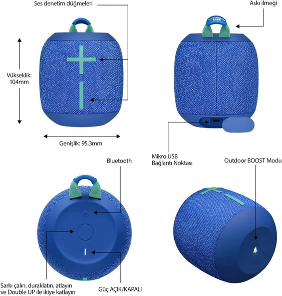 Ultimate Ears Wonderboom 2 Taşınabilir Bluetooth Hoparlör Mavi - 3