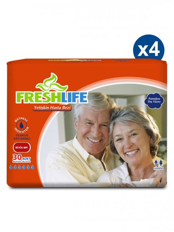 Pure Baby 4lü  Pure Baby Freshlife Large Yetişkin Hasta Bezi 30x4 (120 Adet) - 2